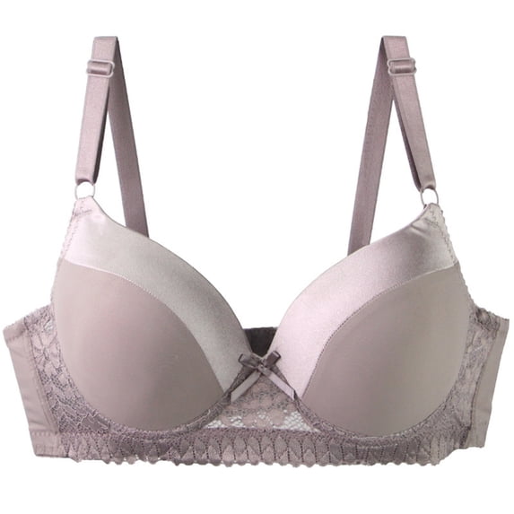 IQOGKRN Women Elegant Wireless Floral Lace Bra Full Coverage Comfort Brassiere Soft Breathable Everyday Bra Dark Gray 90A