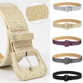 thumbnail image 1 of IQOGKRN Women Full Rhinestone Covered PU Leather Belt Square Prong Buckle Sparkling Glitter Waist Strap Black One Size, 1 of 3
