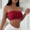 thumbnail image 1 of IQOGKRN Women Strapless Tube Top Bra Hollow Cutout Lace Back Seamless Bandeau Bra Non Slip Stretch Strapless Bustier Wine L, 1 of 7