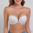 thumbnail image 1 of IQOGKRN Women Strapless Wireless Push Up Bra High Support Non Slip Bustier Breathable Invisible Front Clasp Strapless Comfort Bra White XS, 1 of 8