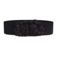 thumbnail image 1 of IQOGKRN Women Wide Elastic Stretch Waist Belt 3D Chiffon Double Rose Flower Decorative Waistband Cinch Belt Black One Size, 1 of 2