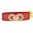 thumbnail image 1 of IQOGKRN Women Wide Elastic Stretch Waist Belt Hollow Chain Arrow Double Interlock Gold Buckle Decorative Formal Belt Daily Waist Accessory Red One Size, 1 of 4