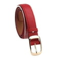 thumbnail image 1 of IQOGKRN Women's Classic Faux Leather Belt Slim Gold Pin Buckle Waist Belt Adjustable Belt for Jeans, Dresses & Pants Red One Size, 1 of 5
