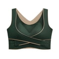 thumbnail image 1 of IQOGKRN Women's Cross-Buckle Wireless Push-Up Bra Seamless Full Coverage Adjustable Side Closure Bralette for Lift & Support Blackish Green 3XL, 1 of 2
