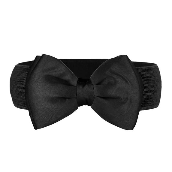IQOGKRN Women's Elastic Waist Belt with Bowknot Stretchy Cinch Sash for Dresses Decorative Skirts Black 85