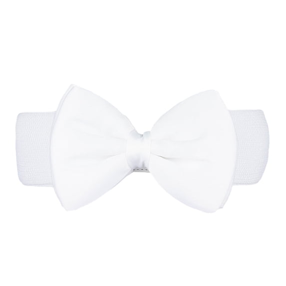 IQOGKRN Women's Elastic Waist Belt with Bowknot Stretchy Cinch Sash for Dresses Decorative Skirts White 75