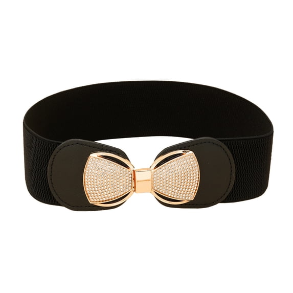 IQOGKRN Women's Elastic Wide Waist Belt with Buckle Stretchy Cincher for Dresses & Coats Black5 One Size