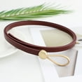 thumbnail image 1 of IQOGKRN Women's Minimalist Knot Waist Belt Thin Faux Leather Skinny Dress Belt with Gold Metal Loop for Dresses & Coats Brown One Size, 1 of 3