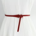 thumbnail image 1 of IQOGKRN Women's Retro Knot Tie Waist Belt Slim PU Leather Decorative Sash for Dresses, Coats Red One Size, 1 of 4