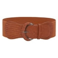 thumbnail image 1 of IQOGKRN Women's Wide Elastic Waist Belt with Crocodile Texture & Metal Buckle Stretchy Cinch Sash for Dresses Coffee One Size, 1 of 5