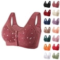 thumbnail image 1 of IQOGKRN Womens Button Open Front Bras Wireless Push Up Bras Lightweight Comfy Breathable Everyday Bras Underwear Blackish Green Size 38, 1 of 4