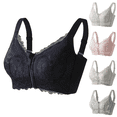 thumbnail image 1 of IQOGKRN Zip Front Closure for Older Women No Underwire Lace Wireless Comfort Senior Everyday Bras Black 34, 1 of 4