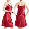 thumbnail image 1 of IQPE Women V-Neck Cami Nightdress Solid Satin Slip Dress Comfort Lounge Wear, 1 of 5