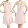 thumbnail image 1 of IQPE Women V-Neck Cami Nightdress Solid Satin Slip Dress Comfort Lounge Wear, 1 of 5