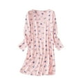 thumbnail image 1 of IQPE Women‘s Long Sleeve Nightgown Knitting Cotton Cute Cartoon Print Loose Fit Sleep Dress Loungewear Pink, 1 of 8