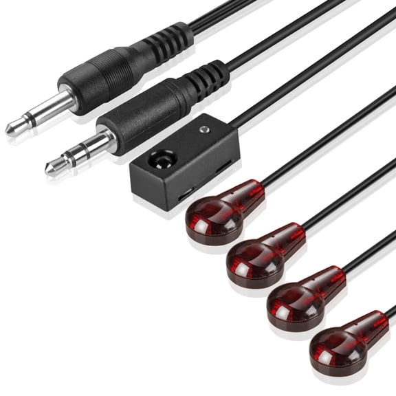 IR Emitter Extender Extension Cable (10 Feet) - Dual Head 3.5mm Jack Infrared Red Transmitter Blaster Blink Eye Wire Cord Compatible with IR Repeater Extender System Kit, XBox One