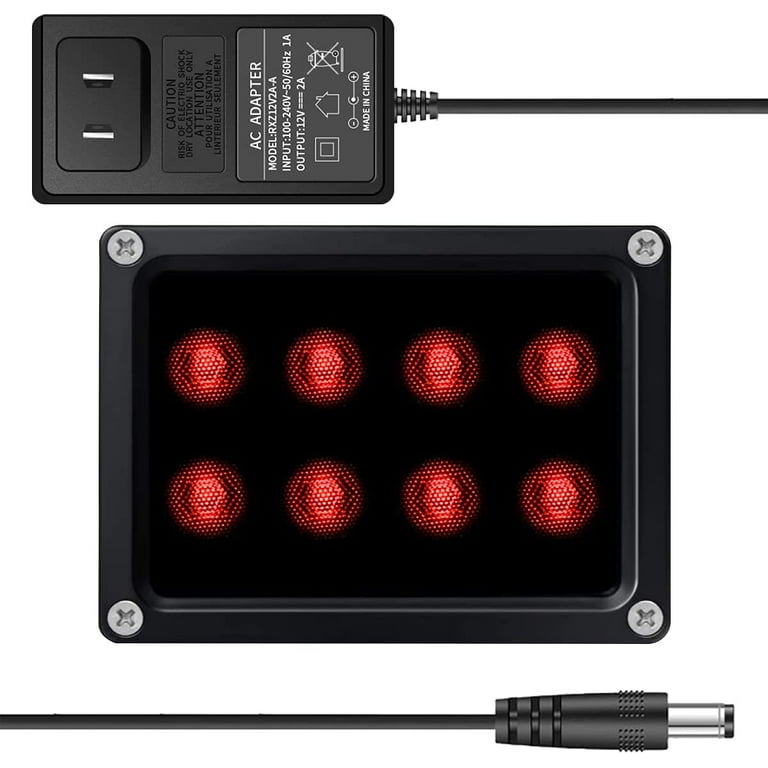 OHWOAI 8-LED IR Illuminator, Outdoor Indoor, 850nm 12V