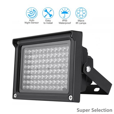 IR Illuminator, 96 LED 850nm Infrared Night Vision Light, IP65 Waterproof Outdoor Security Flood Light For CCTV Camera, Long Range 60M