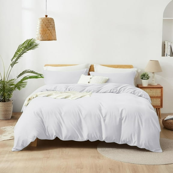 IR Imperial Rooms 2 Piece Duvet Cover Set Soft Microfiber Button Closer White Color Twin All-Season