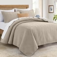 thumbnail image 1 of IR Imperial Rooms 2-Piece Soft Linen Quilt Set, Ultrasonic Chevron Pattern All Season Coverlet, Twin, Beige, 1 of 10