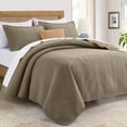 thumbnail image 1 of IR Imperial Rooms 2-Piece Linen Bedspread Quilt Set, Ultrasonic Chevron Pattern, Twin, camel, 1 of 11