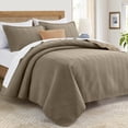 thumbnail image 1 of IR Imperial Rooms 2-Piece Soft Linen Quilt Set, Ultrasonic Chevron Pattern All Season Coverlet, Twin, Camel, 1 of 1