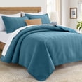 thumbnail image 1 of IR Imperial Rooms 2-Piece Soft Linen Quilt Set, Ultrasonic Chevron Pattern All Season Coverlet, Twin, Washed Blue, 1 of 10