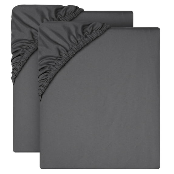 IR Imperial Rooms 2 Twin Fitted Bed Sheet Deep Pocket Extra Soft Brushed 1800 Series Grey Twin