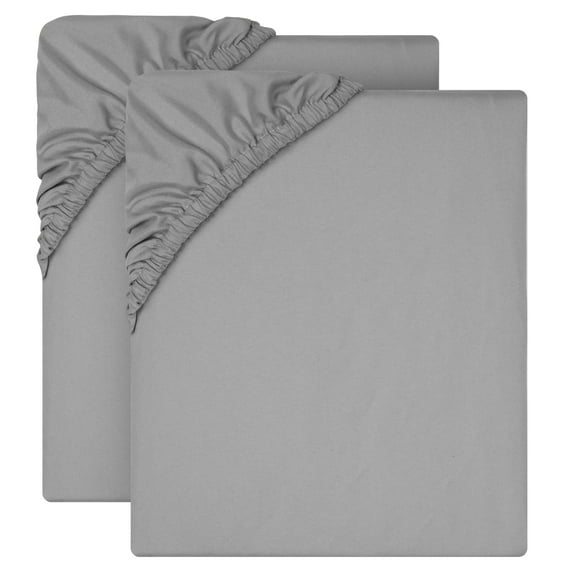 IR Imperial Rooms 2 Twin Fitted Sheet Deep Pocket Extra Soft Brushed 1800 Series Light Grey Twin