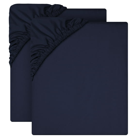 IR Imperial Rooms 2 Twin Fitted Bed Sheet Deep Pocket Extra Soft Brushed 1800 Series Navy Twin