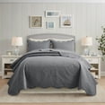 thumbnail image 1 of IR Imperial Rooms 2Pc-Bedspread Microfiber Soft Floral Modern Quilt Set Lightweight Twin Gray, 1 of 9