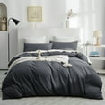 thumbnail image 1 of IR Imperial Rooms 3 PC Duvet Cover Set Plain Microfiber Button Closer Charcoal Color Full All-Season, 1 of 8