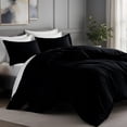 thumbnail image 1 of IR Imperial Rooms 3 PC Duvet Cover Set Queen Size Plain Button Closer Soft Brushed Microfiber Black Color 90 x 90 Inches., 1 of 8