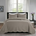 thumbnail image 1 of Imperial Rooms 3 Piece Bedspread Chevron Pattern Soft Microfiber Reversible Quilt Set with 2 Pillow Shams, Beige Queen, 1 of 10