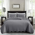 thumbnail image 1 of IR Imperial Rooms 3-Piece Quilt Set, Chevron Pattern Microfiber Soft Embossed Bedspread with 2 Pillow Shams, Queen, Gray, 1 of 11