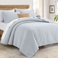 thumbnail image 1 of IR Imperial Rooms 3-Piece Linen Bedspread Quilt Set, Ultrasonic Chevron Pattern, Queen, White, 1 of 11