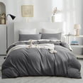 thumbnail image 1 of IR Imperial Rooms 3 Piece Queen Duvet Cover Washable Solid Soft Microfiber Button Closer Gray Color All-Season, 1 of 6