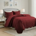 thumbnail image 1 of IR Imperial Rooms 3Pc-Embossed Bedspread Microfiber Floral Modern Quilt Set Lightweight King Burgundy, 1 of 9