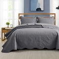 thumbnail image 1 of IR Imperial Rooms 3Pc-Embossed Luxury Bedspread 80GSM Microfiber Floral Vintage Quilt Set Lightweight King Gray, 1 of 12