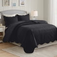 thumbnail image 1 of IR Imperial Rooms 3Pc-Embossed Bedspread Soft Microfiber Floral Modern Quilt Set Lightweight King Black, 1 of 9