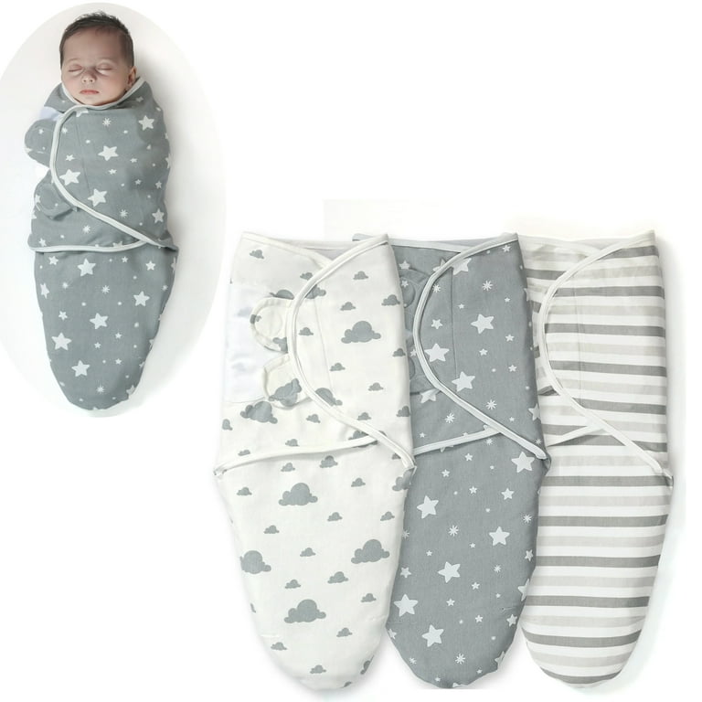 IR Imperial Rooms 3 Piece Newborn Baby Swaddle Wrap Blanket Sleep Sack for 0 3 Months Grey Unisex