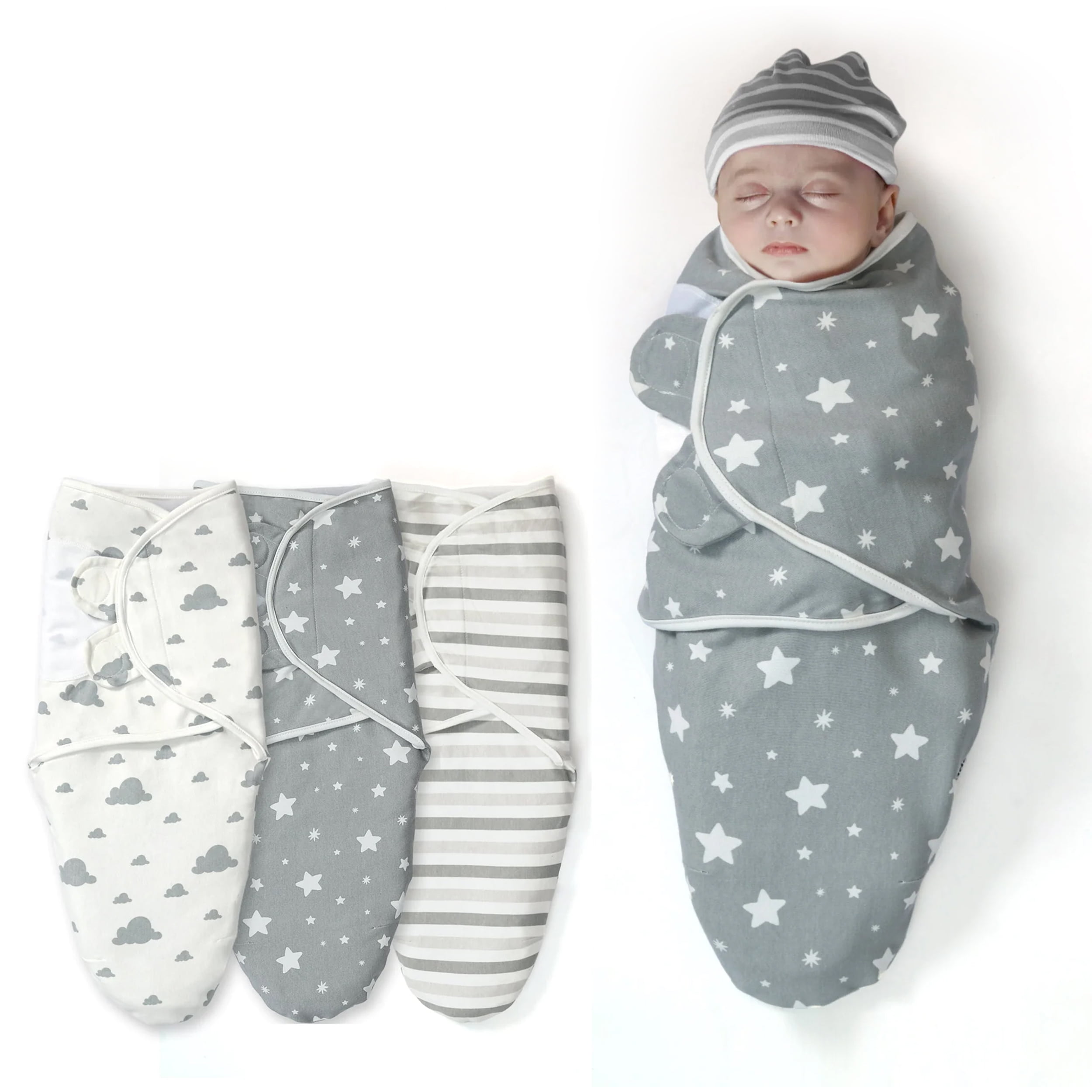 IR Imperial Rooms Baby Blankets Wrap Swaddle for 0 3 Months Gray Unisex Pure Cotton 3 Pcs