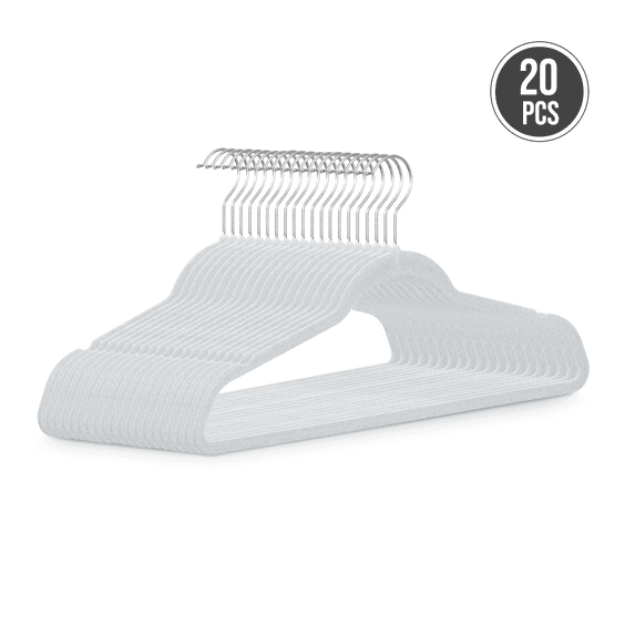 IR Imperial Rooms Basic Velvet Hanger Non-Slip Premium Slim Cloth Hanger Ivory 20 Pack