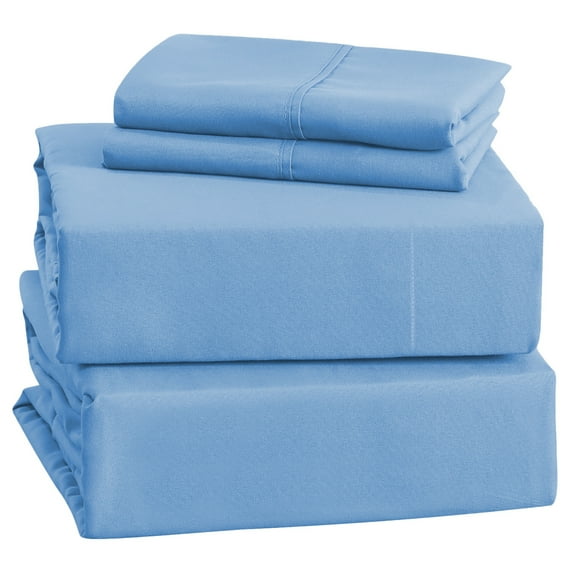 IR Imperial Rooms Bed Sheet Set 1800 Series Deep Pocket 16" Microfiber Light Blue Full Size 4 Piece