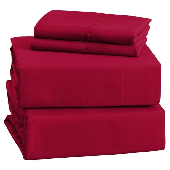 IR Imperial Rooms Bed Sheet Set 1800 Series, Deep Pocket 16" Microfiber Red, Full Size 4 Piece