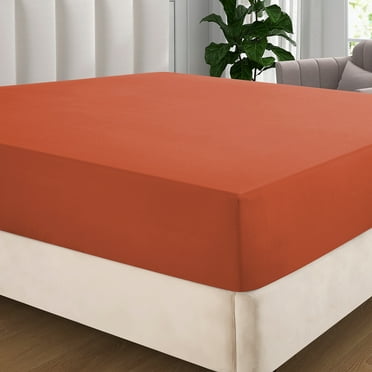 IR Imperial Rooms Fitted Sheet Deep Pocket Extra Soft Brushed Microfiber 1800 Count Rust Twin