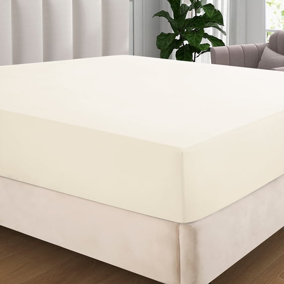 IR Imperial Rooms Fitted Sheet Deep Pocket Extra Soft Brushed Microfiber 1800 Series Cream Queen