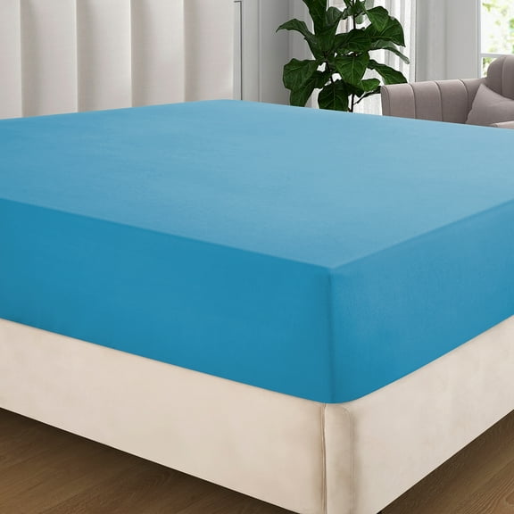 IR Imperial Rooms Fitted Sheet Deep Pocket Extra Soft Brushed Microfiber 1800 Series Light Blue Twin