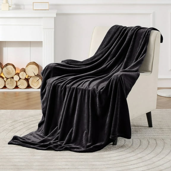 IR Imperial Rooms Fleece Bed Throw Blanket, Plush, Travel and Couch Fuzzy, Cozy Washable Ultrasoft Throw Size Black