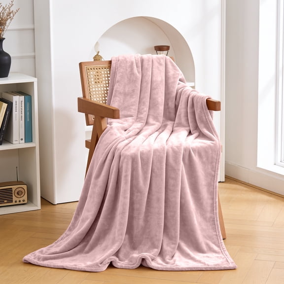 IR Imperial Rooms Fleece Bed Throw Blanket, Plush, Travel and Couch Fuzzy, Cozy Washable Ultrasoft Throw Size Pink